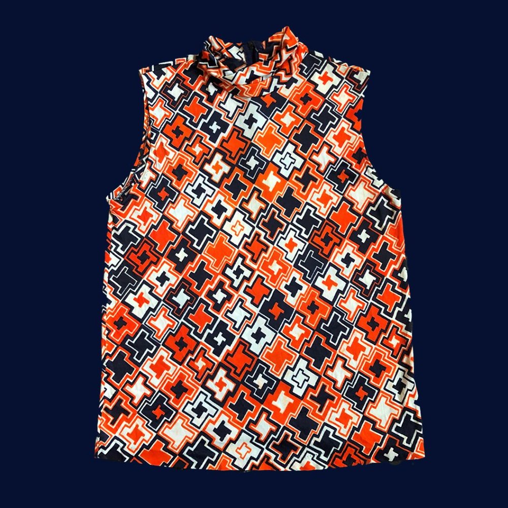 Vintage 1970s Geometric Print Tank Top